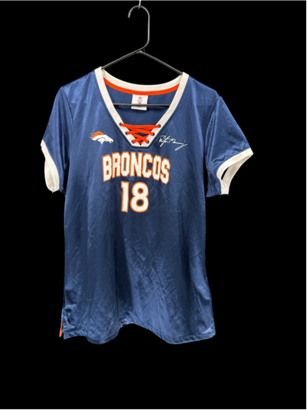 Women's NFL Denver Broncos Peyton Manning Jersey Blue Orange Size XL
